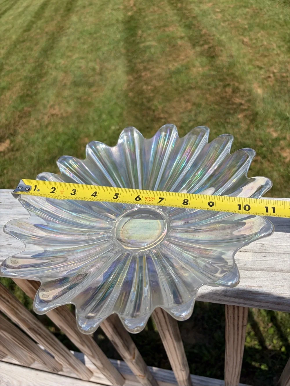 IRIDESCENT CARNIVAL GLASS Bowl Scalloped Edge CELESTIAL by FEDERAL Mid Century